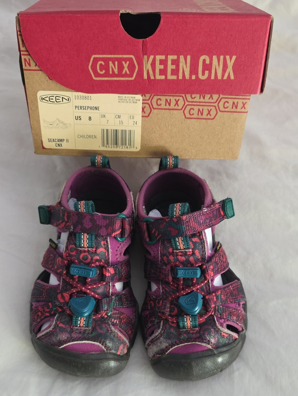 KEEN Kids Persephone Purple Sandals with Teal & Pink Accents